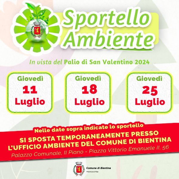 Sportello Ambiente - variazioni Luglio 2024 - Locandina