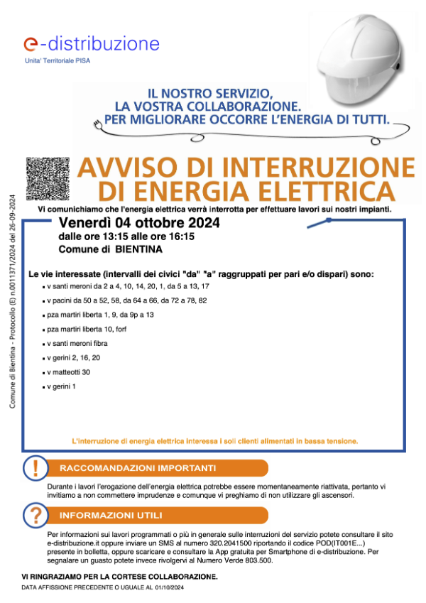 Interruzione Energia Elettrica - Locandina