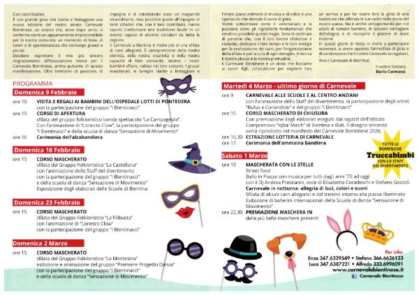 Carnevale di Bientina - Programma 2025